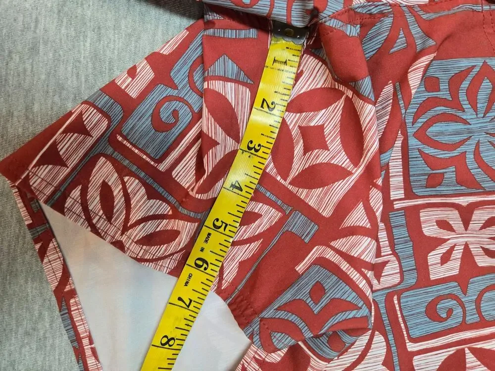 Quiksilver Shorts Mens Large Orange Waterman Swim Trunks Hawaiian Lined Tropical